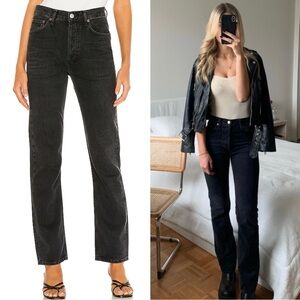 Agolde Lana Straight Leg Jeans in Haywire Black Wash